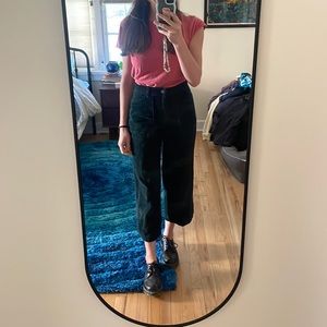 Cropped Forest Green Corduroy Pants